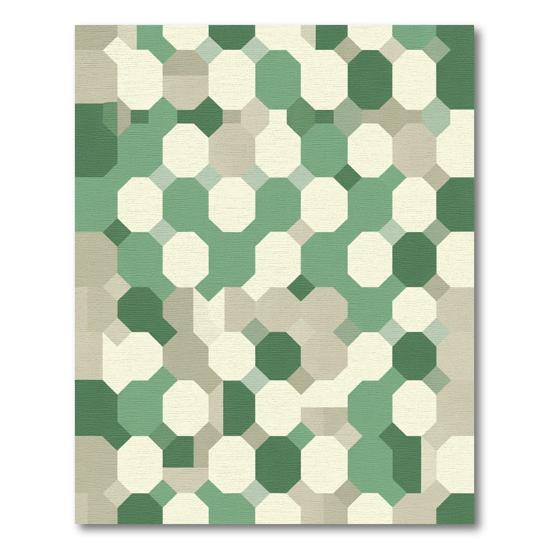 Emerald Green Octagon Grid Rug