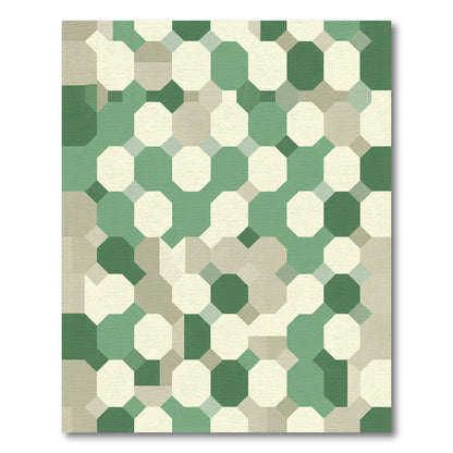 Emerald Green Octagon Grid Rug