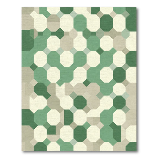 Emerald Green Octagon Grid Rug