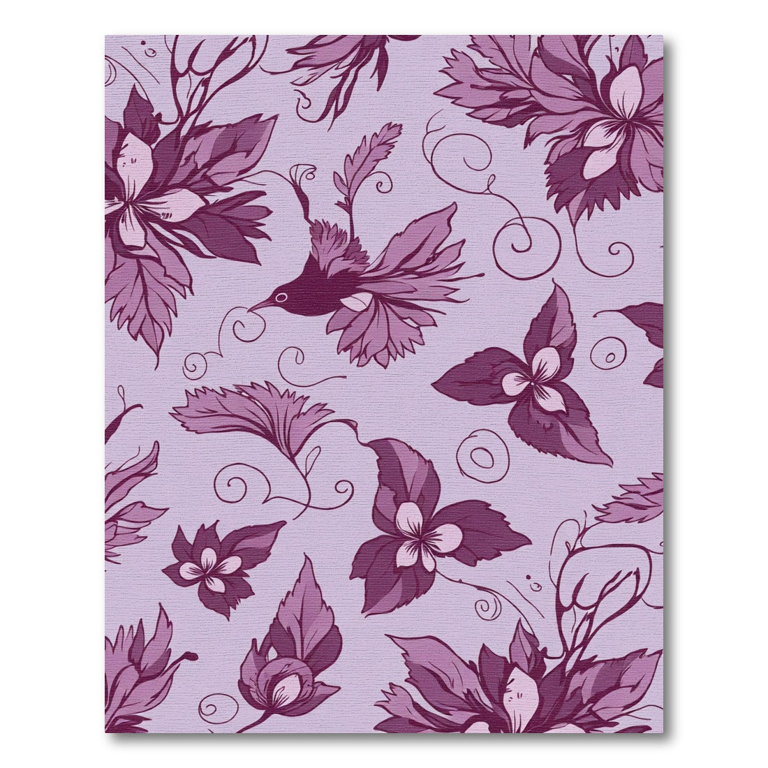 Aubergine Floral Bird Swirl Rug