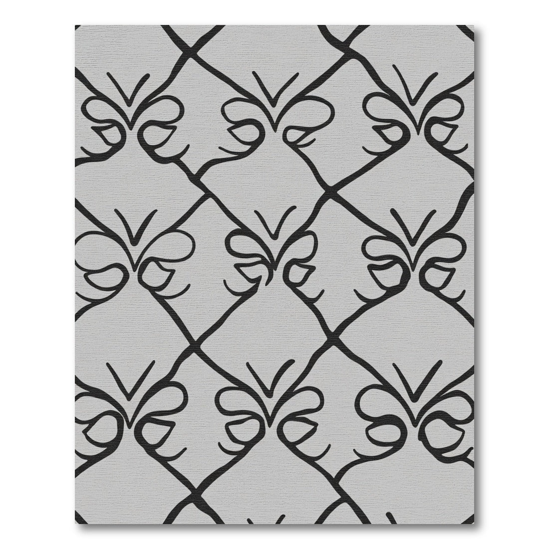 Black and White Quatrefoil Bow Rug