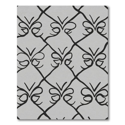 Black and White Quatrefoil Bow Rug