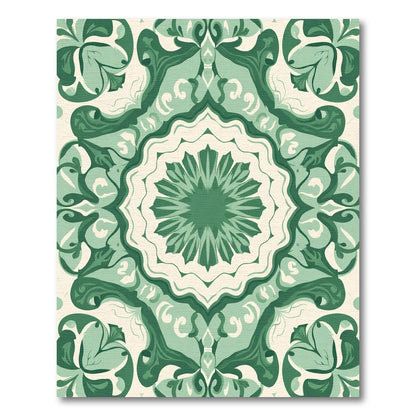 Emerald Green Floral Mandala Medallion Rug