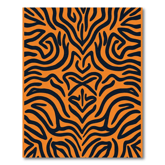 Bold Orange Black Abstract Swirls Rug