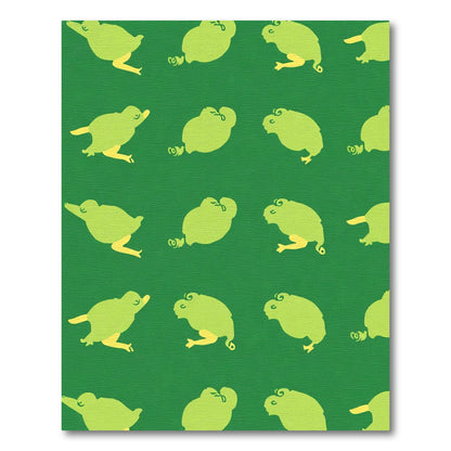 Whimsical Green Jumping Frog Pattern Rug