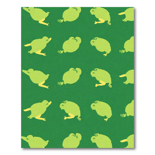Whimsical Green Jumping Frog Pattern Rug