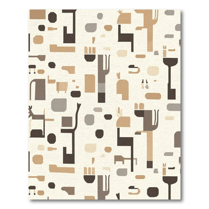Abstract Earthy Tone Geometric Forms Rug