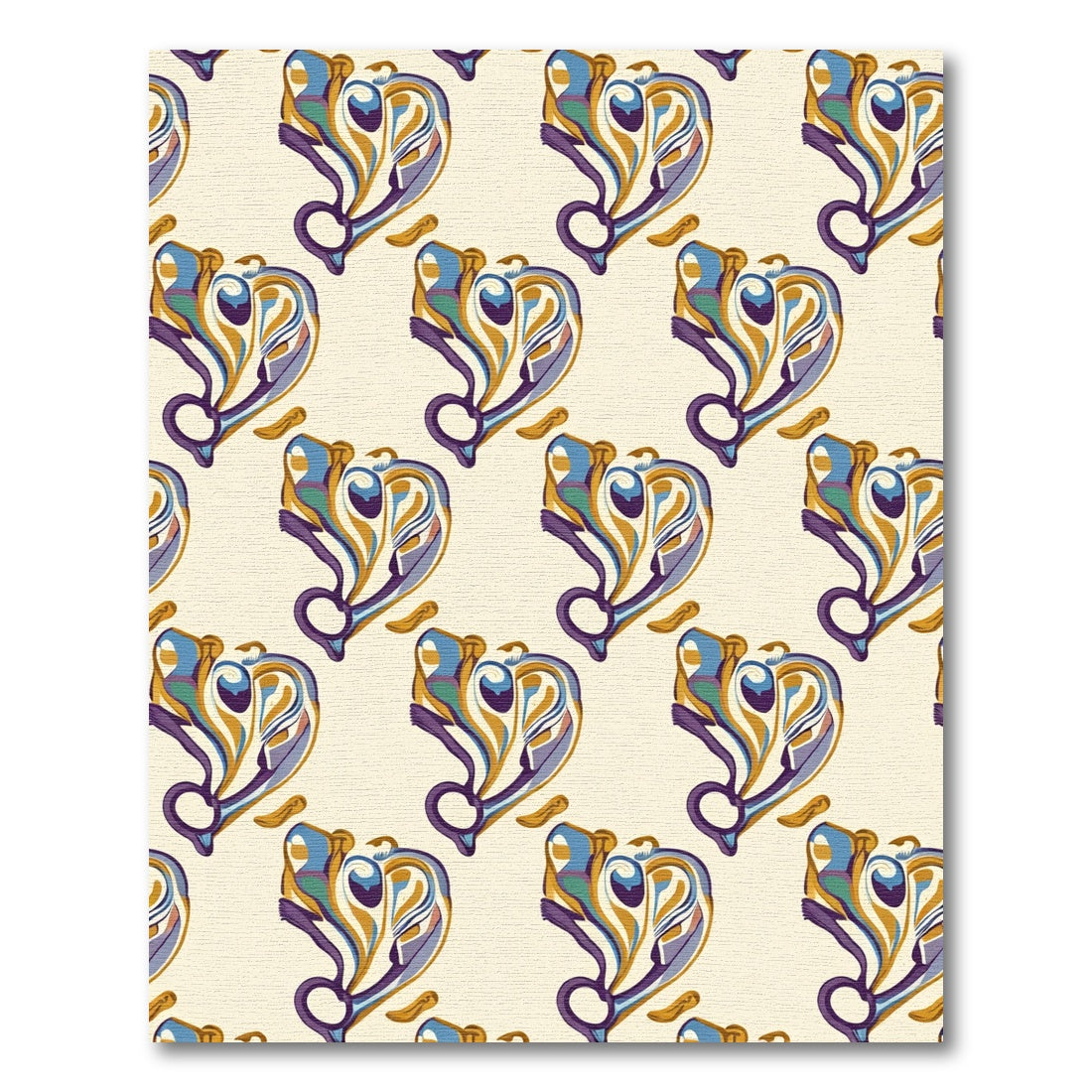 Art Nouveau Lilac Blue Gold Whorl Rug