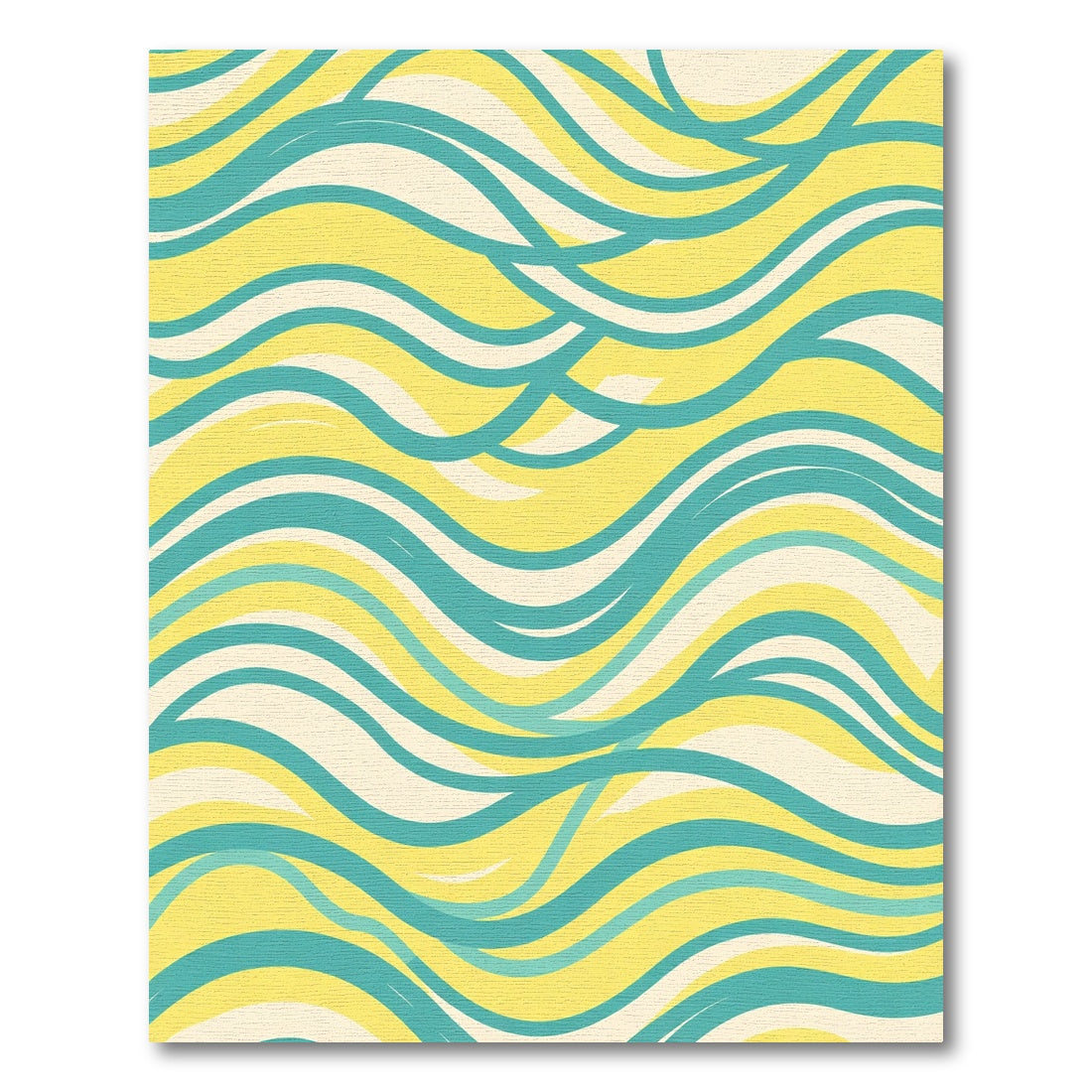 Sunny Yellow Aqua Abstract Waves Rug
