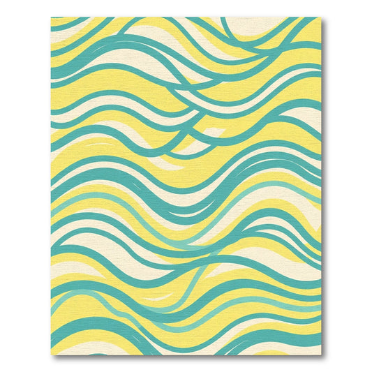 Sunny Yellow Aqua Abstract Waves Rug