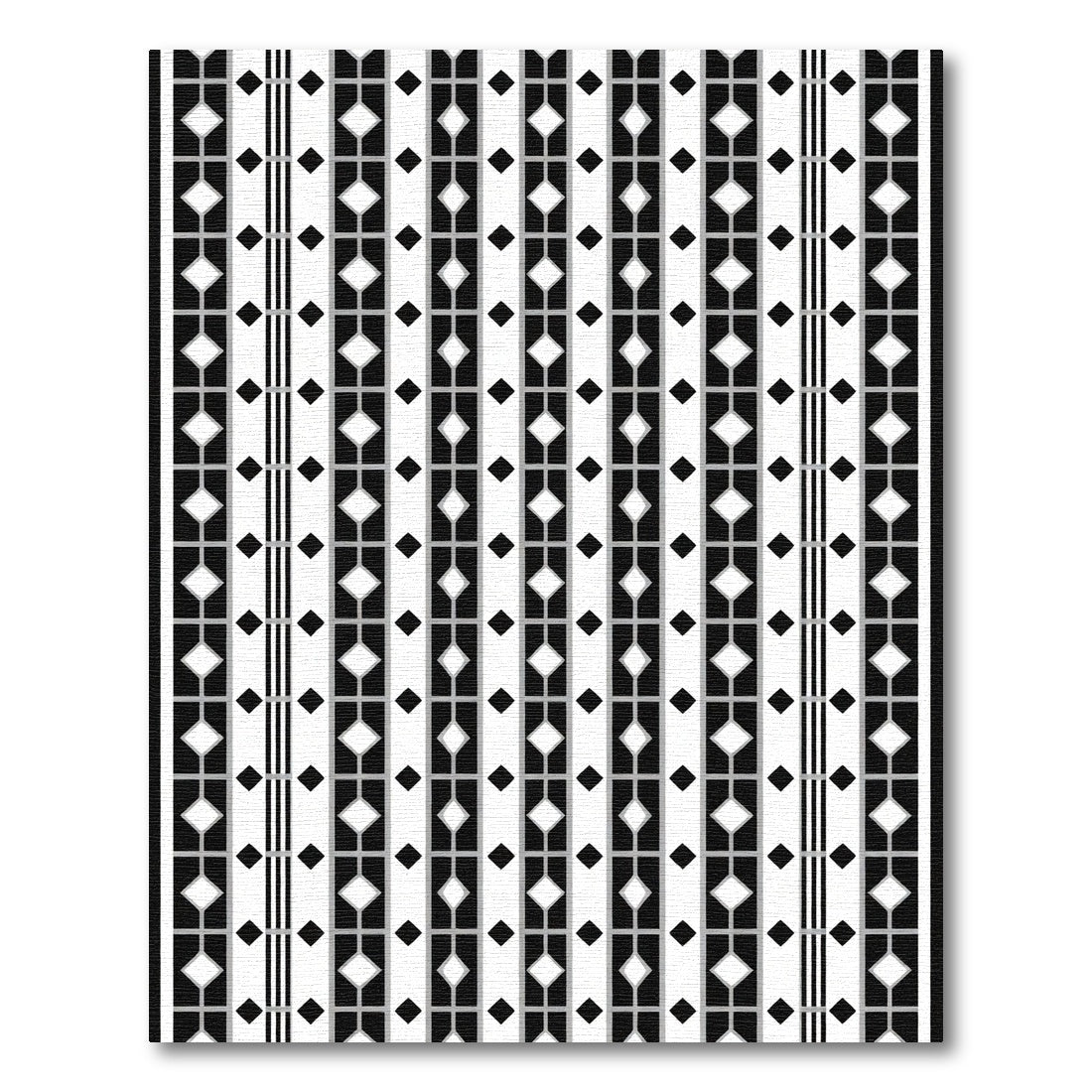 Black White Diamond Vertical Stripe Rug