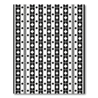 Black White Diamond Vertical Stripe Rug