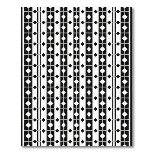 Black White Diamond Vertical Stripe Rug