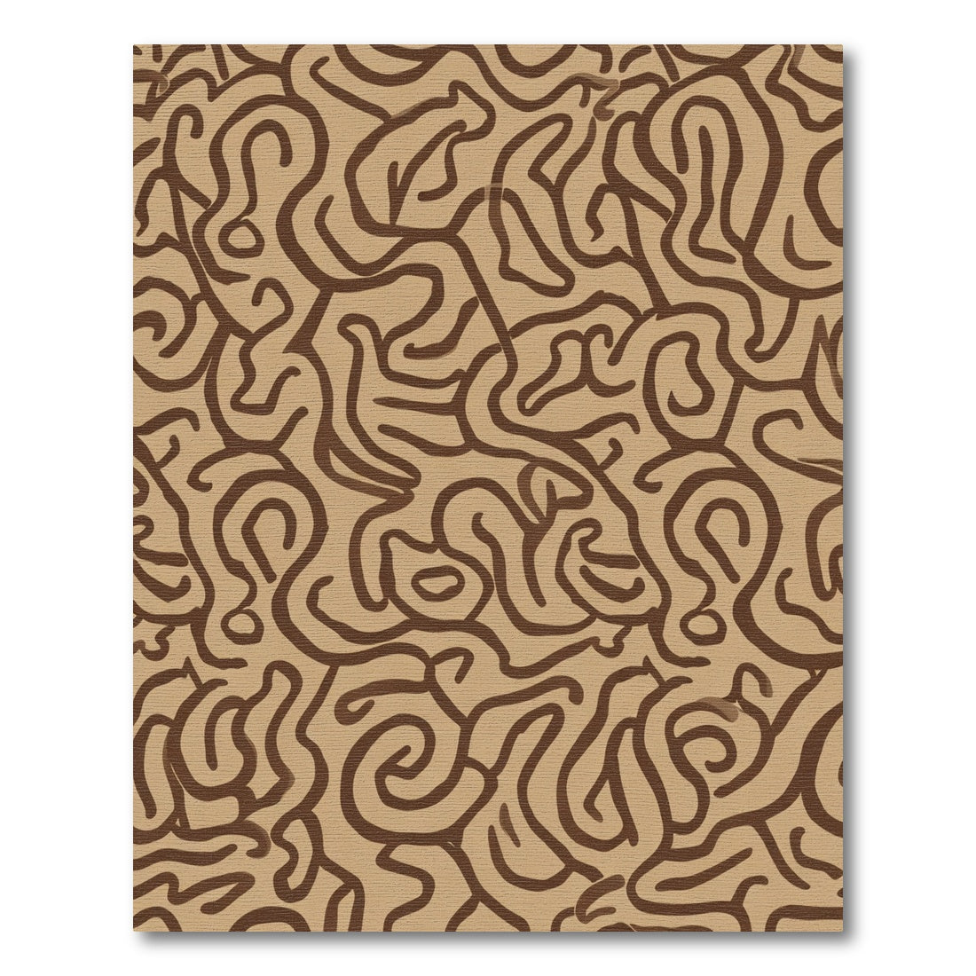 Abstract Brown Swirl Maze Rug