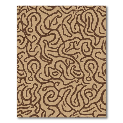 Abstract Brown Swirl Maze Rug