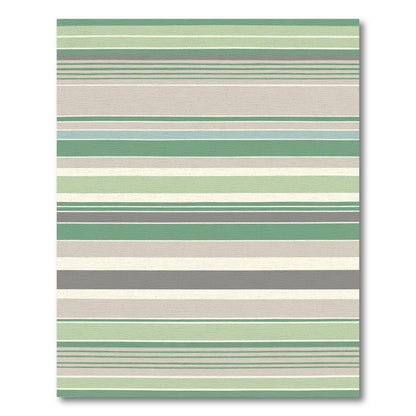 Calming Green Beige Striped Harmony Rug