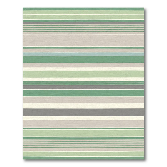 Calming Green Beige Striped Harmony Rug