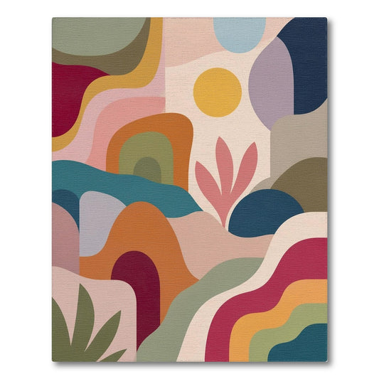 Abstract Area Vibrant Abstract Wave Multi-Color Area Rug