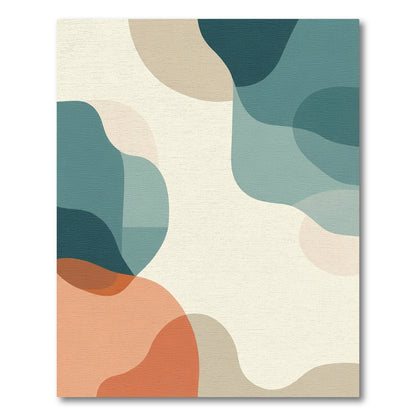 Teal Orange Abstract Blended Forms Rug