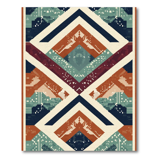 Geometric Terracotta Teal Diamond Rug