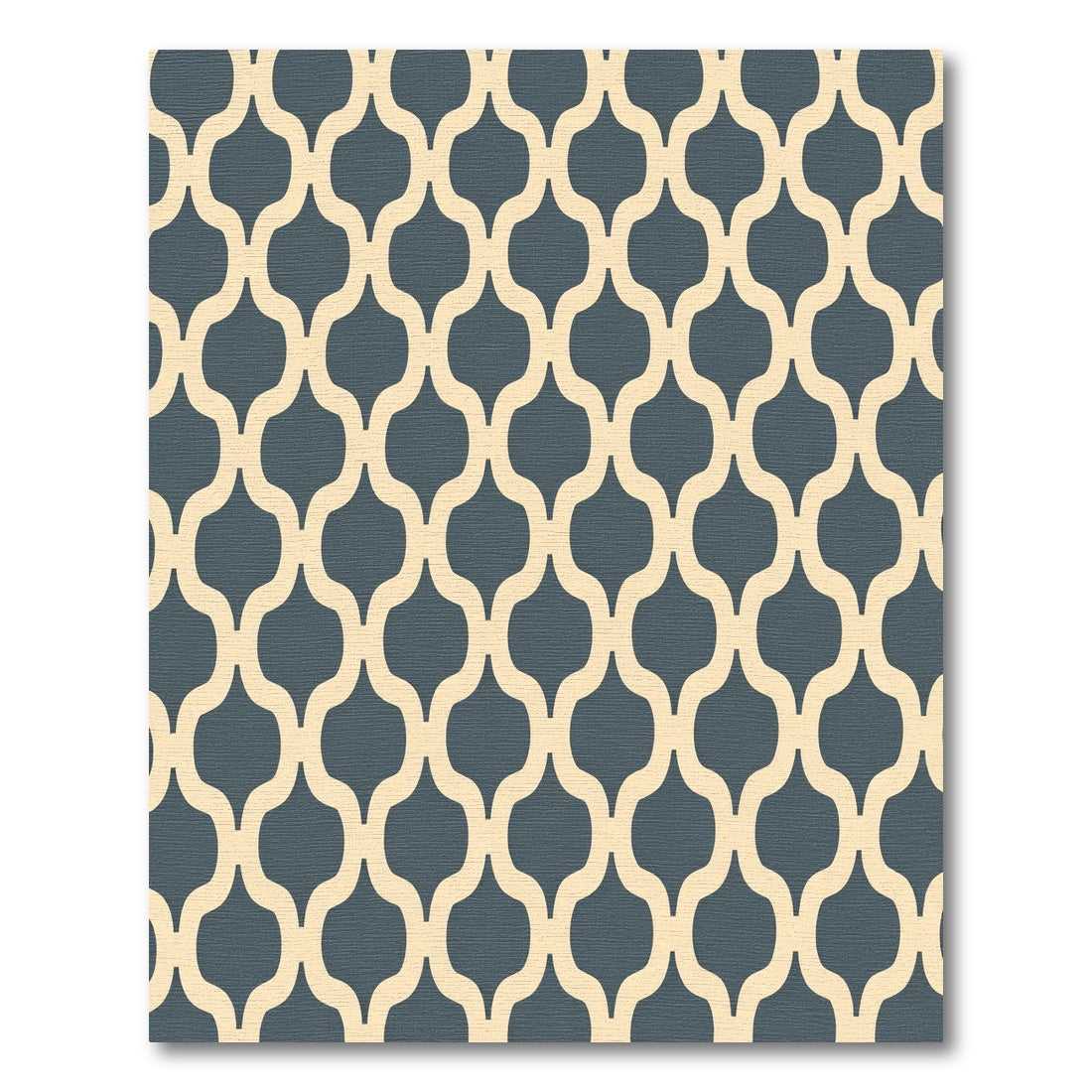 Navy Cream Arabesque Lattice Rug