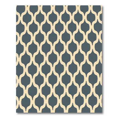Navy Cream Arabesque Lattice Rug