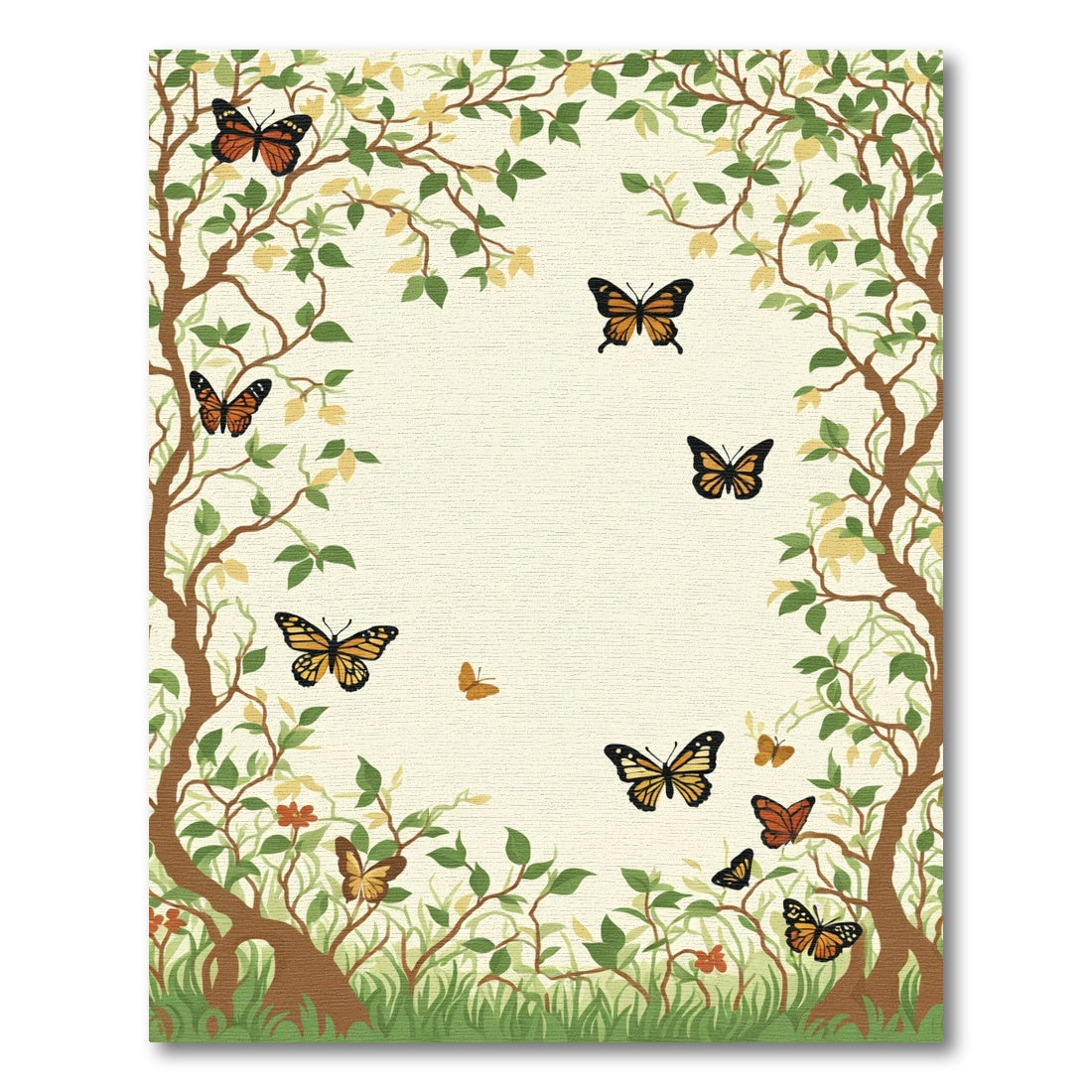 Whimsical Monarch Butterflies Amidst Foliage Rug