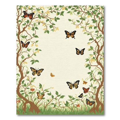 Whimsical Monarch Butterflies Amidst Foliage Rug