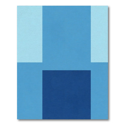 Cool Blue Abstract Geometric Blocks Rug