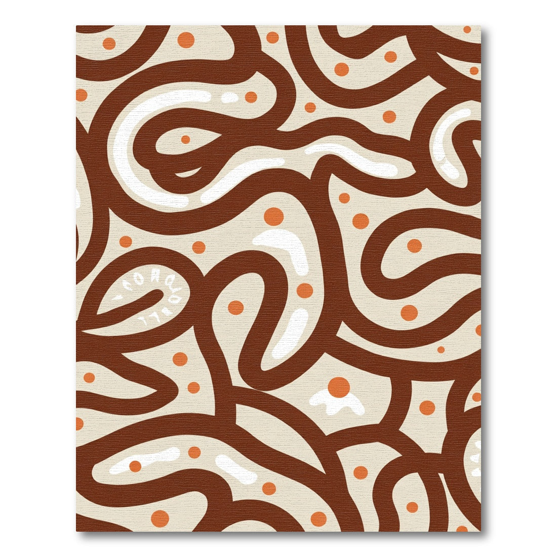 Earthy Abstract Swirl Curvy Dots Rug