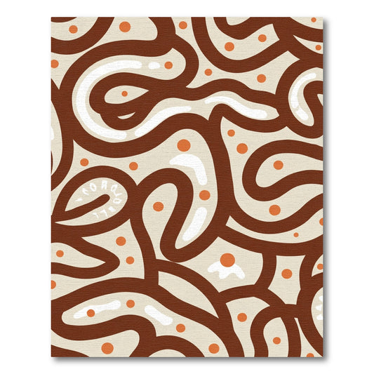 Earthy Abstract Swirl Curvy Dots Rug