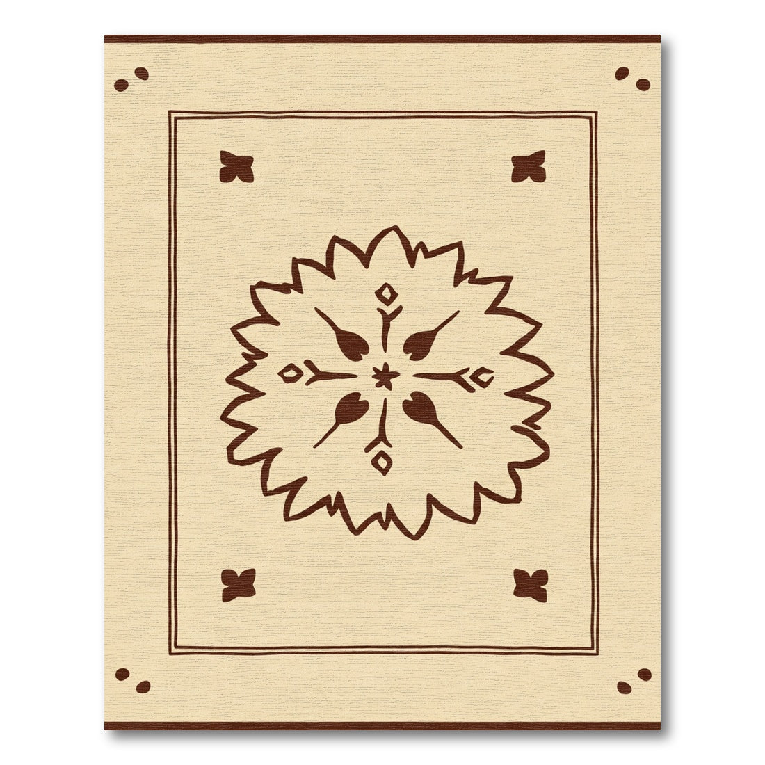 Rustic Cream Floral Medallion Blanket Rug