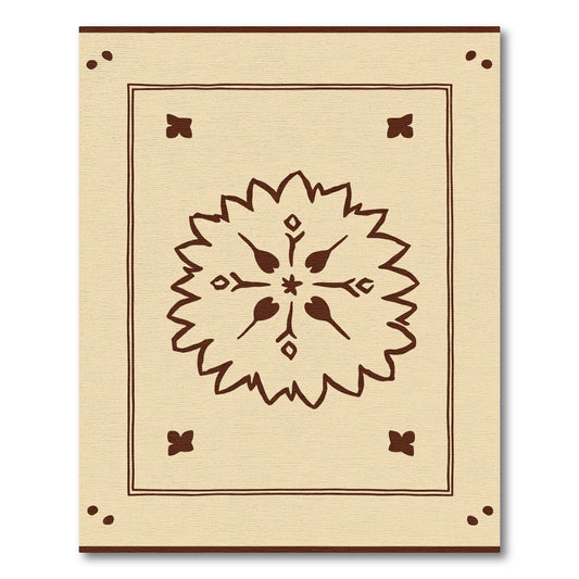 Rustic Cream Floral Medallion Blanket Rug