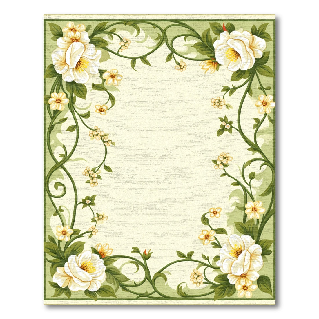 Cream White Bloom Leaf Garland Rug