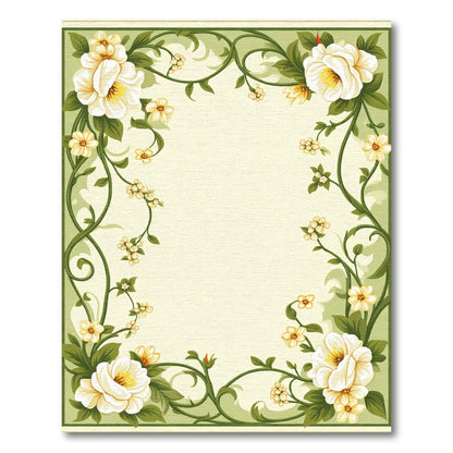Cream White Bloom Leaf Garland Rug