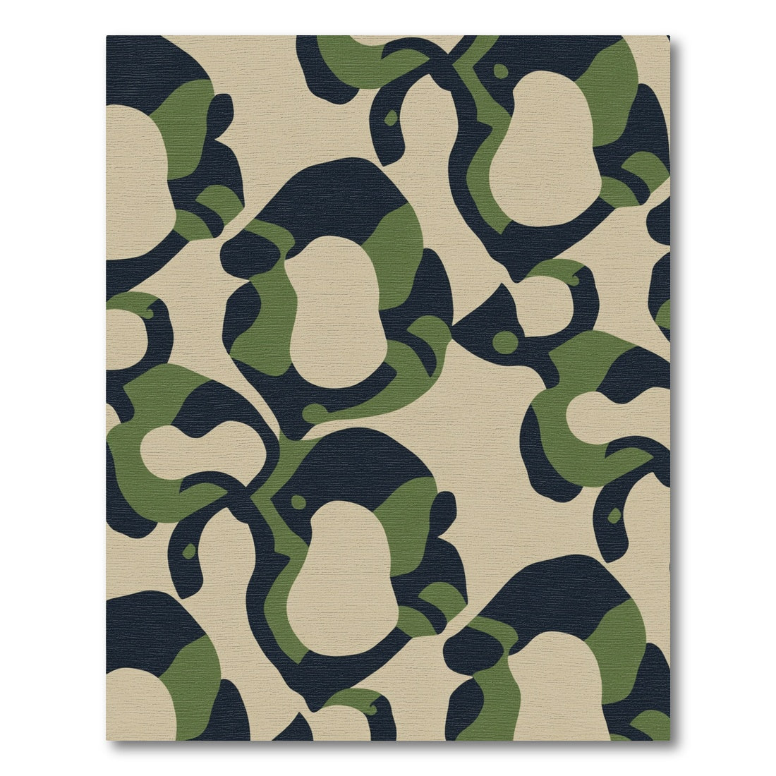 Green Navy Beige Abstract Camouflage Shapes Rug