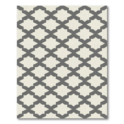 Cream And Charcoal Geometric Star Rug