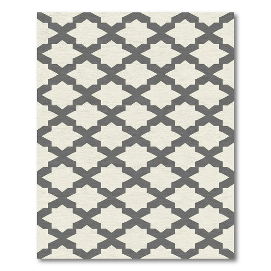 Cream And Charcoal Geometric Star Rug