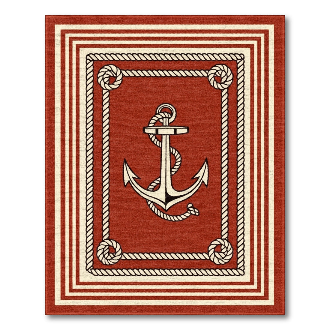 Red Anchor Rope Area Rug
