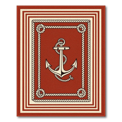 Red Anchor Rope Area Rug