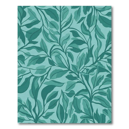 Teal Leafy Branch Repeats Rug