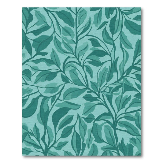 Teal Leafy Branch Repeats Rug