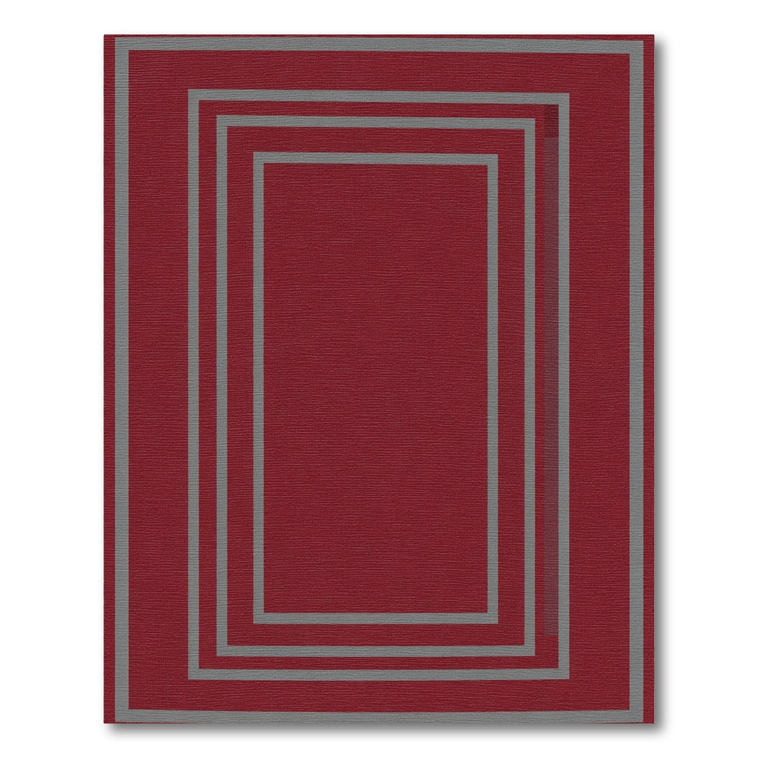 Deep Red Nested Border Rectangles Rug