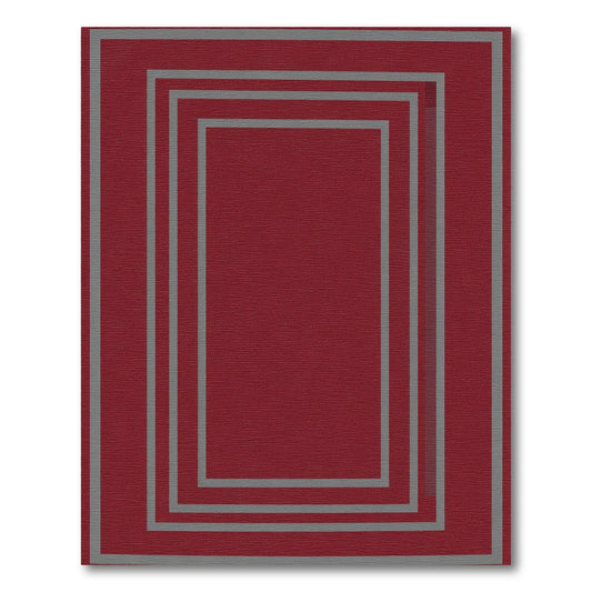 Deep Red Nested Border Rectangles Rug