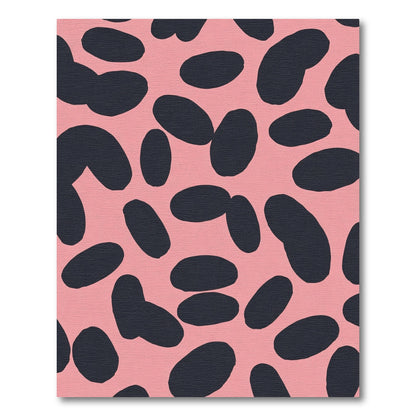 Pink Black Abstract Blob Rug