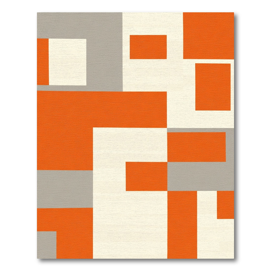 Bold Orange Gray Geometric Blocks Rug