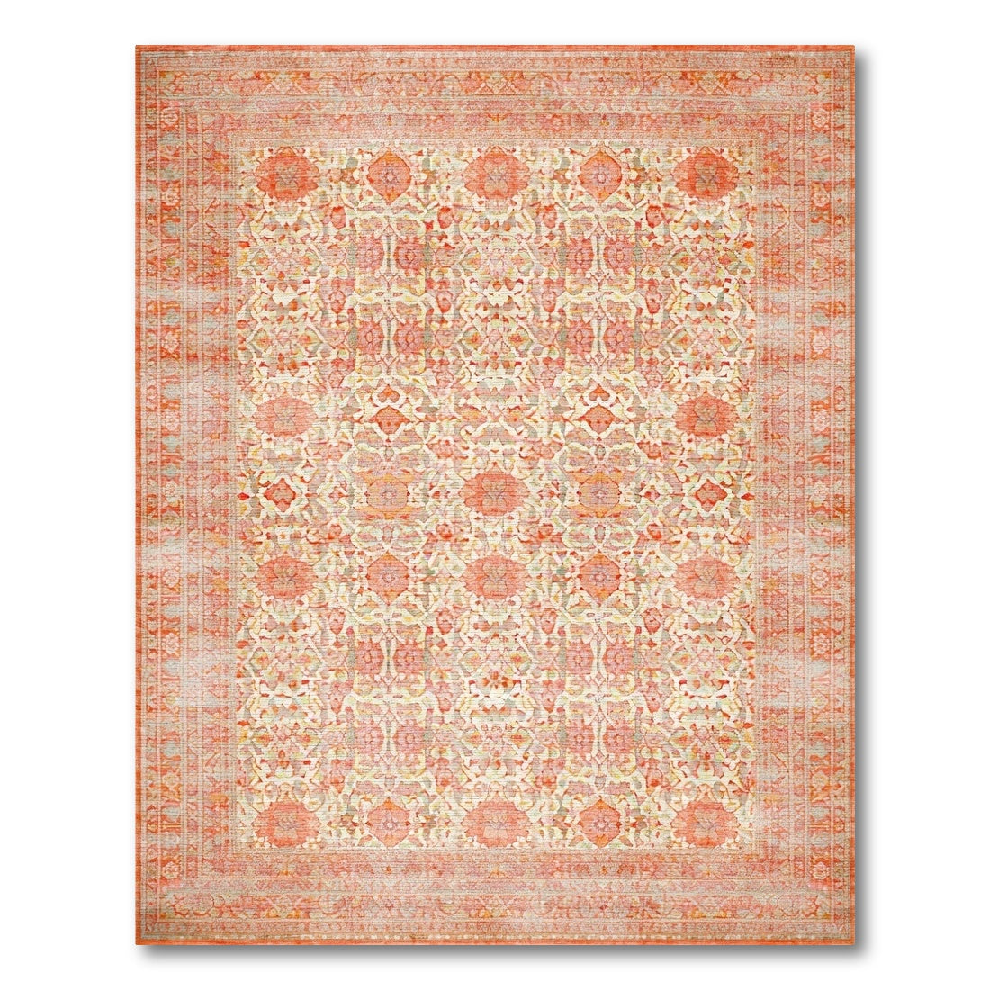 Orange Traditional Persian Medallion Rug