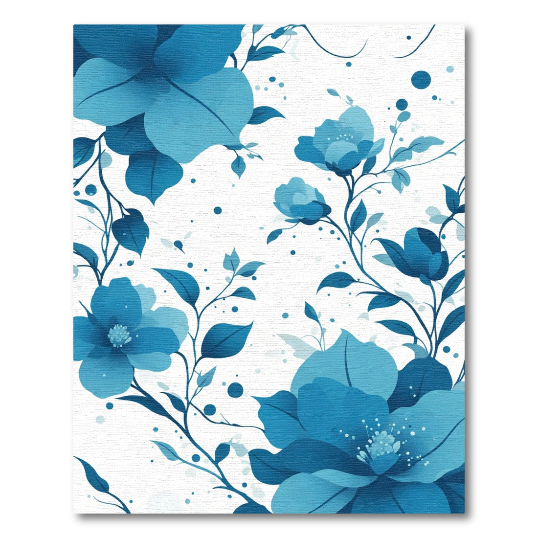 Deep Blue Floral Branching Vines Rug