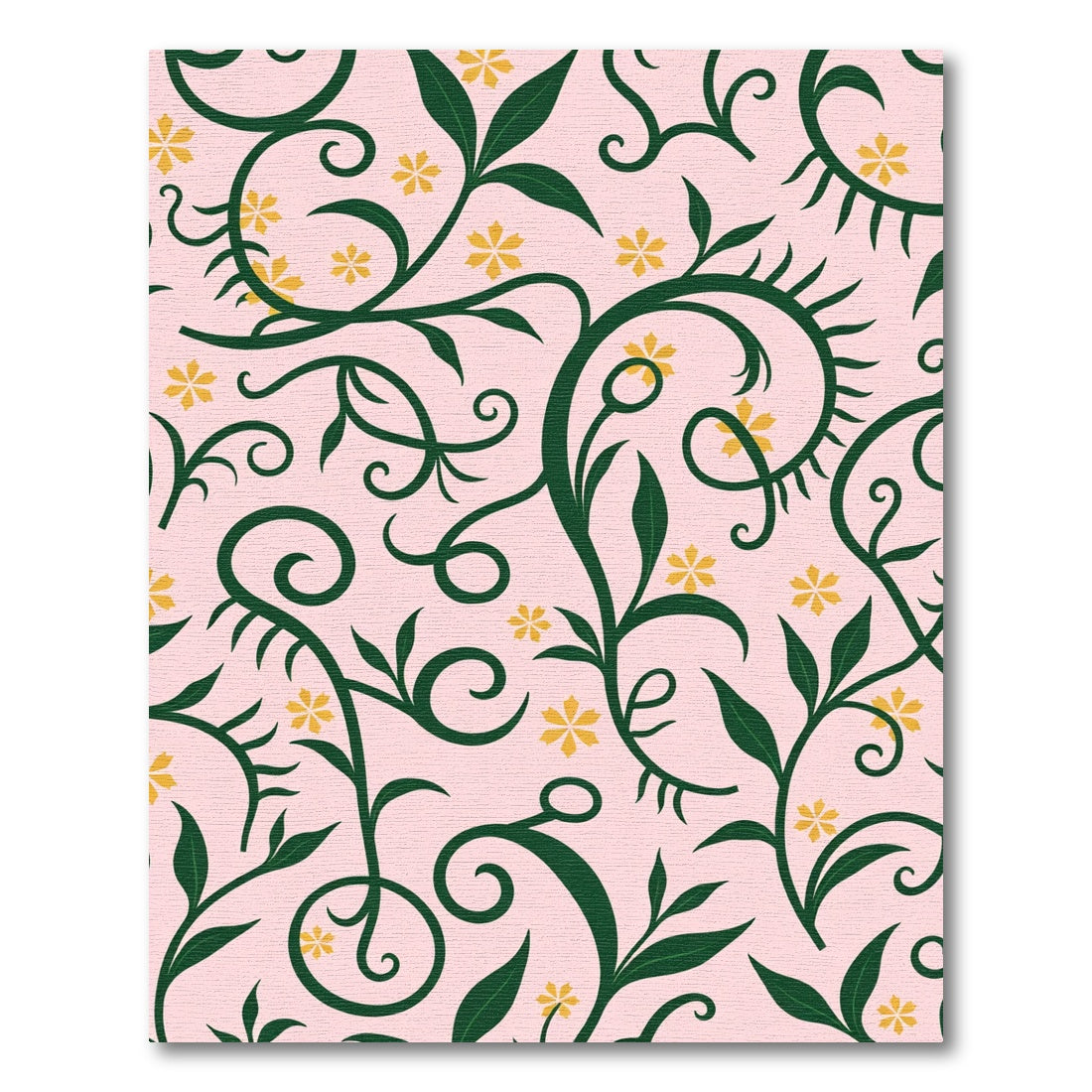Soft Pink Green Floral Swirl Rug