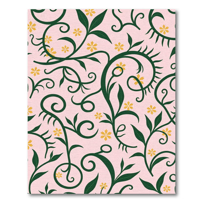 Soft Pink Green Floral Swirl Rug